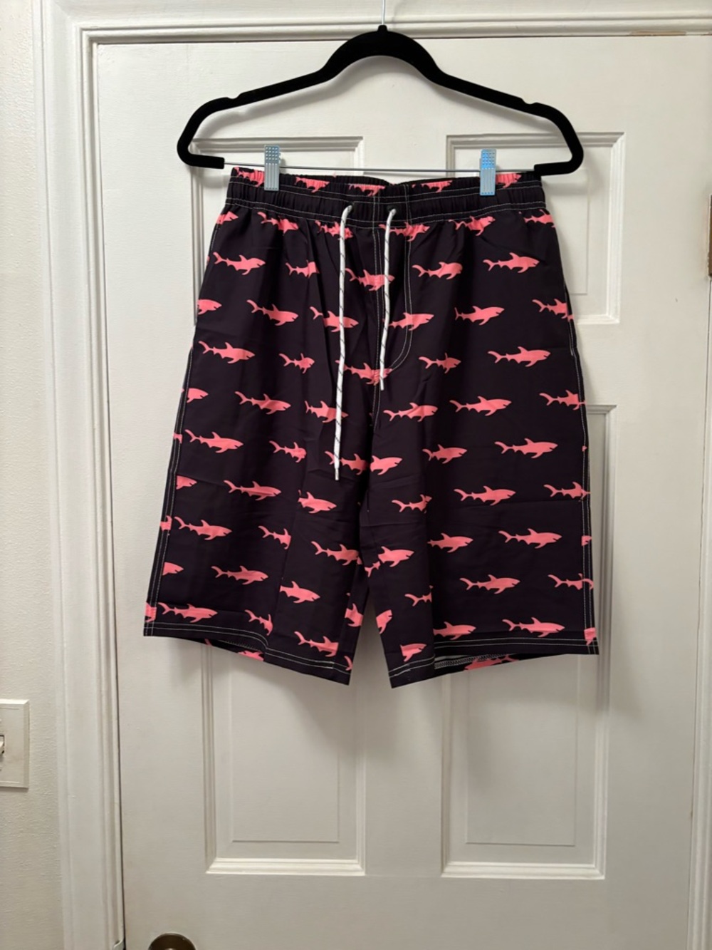 Men's Black Shark Swim Trunks With Lining
Size Smsll